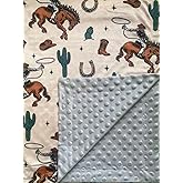 Baby Blanket for Boys Girls Super Soft Double Layer Minky with Dotted Backing Cute Cow Crib Receiving Blanket Bed Throws for Newborns Nursery Stroller Toddler 30 x 40 Inch (Western Cowboy)