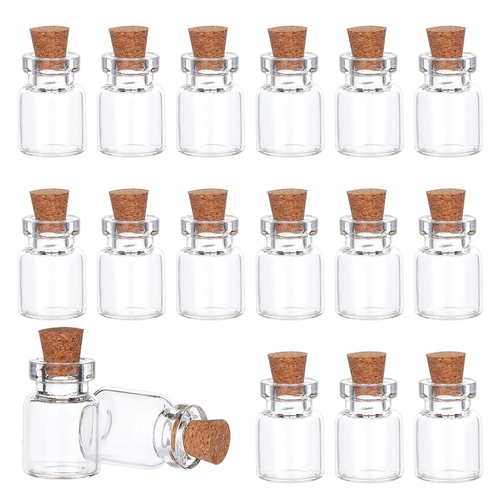 PandaHall 20pcs Small Glass Bottles with Cork, Chirstmas Spell Jars Empty Spell Bottle Clear Wishing Bottles Vials for Wedding Party Favors DIY Crafts Decoration Wish Jars Memory Jar, 15×22mm (1ML)