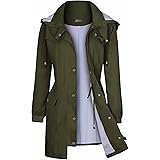 Bloggerlove Women's Raincoats Windbreaker Rain Jacket Waterproof Lightweight Outdoor Hooded Trench Coats S-XXL
