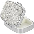 EveryBling Pocket Pharmacy Bling 2 Compartment Medicine Organizer Small Cute Pill Container Travel Pill Box Case for Purse Square Vitamin Holder for Pocket(Silver)