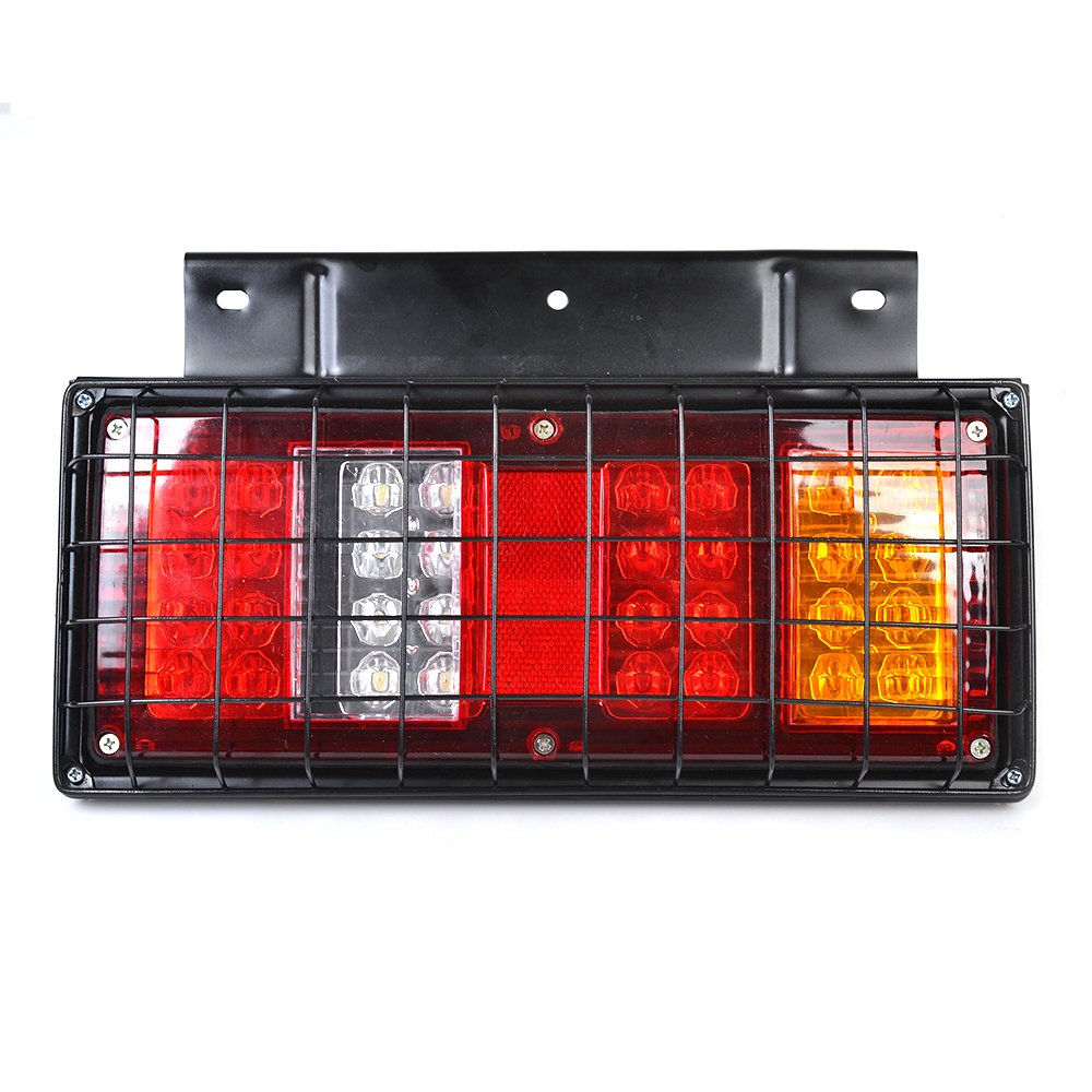Reelva Pair 12V Rear Stop LED Lights Tail Indicator Lamp Trailer Truck CARAVAN 64 LEDS