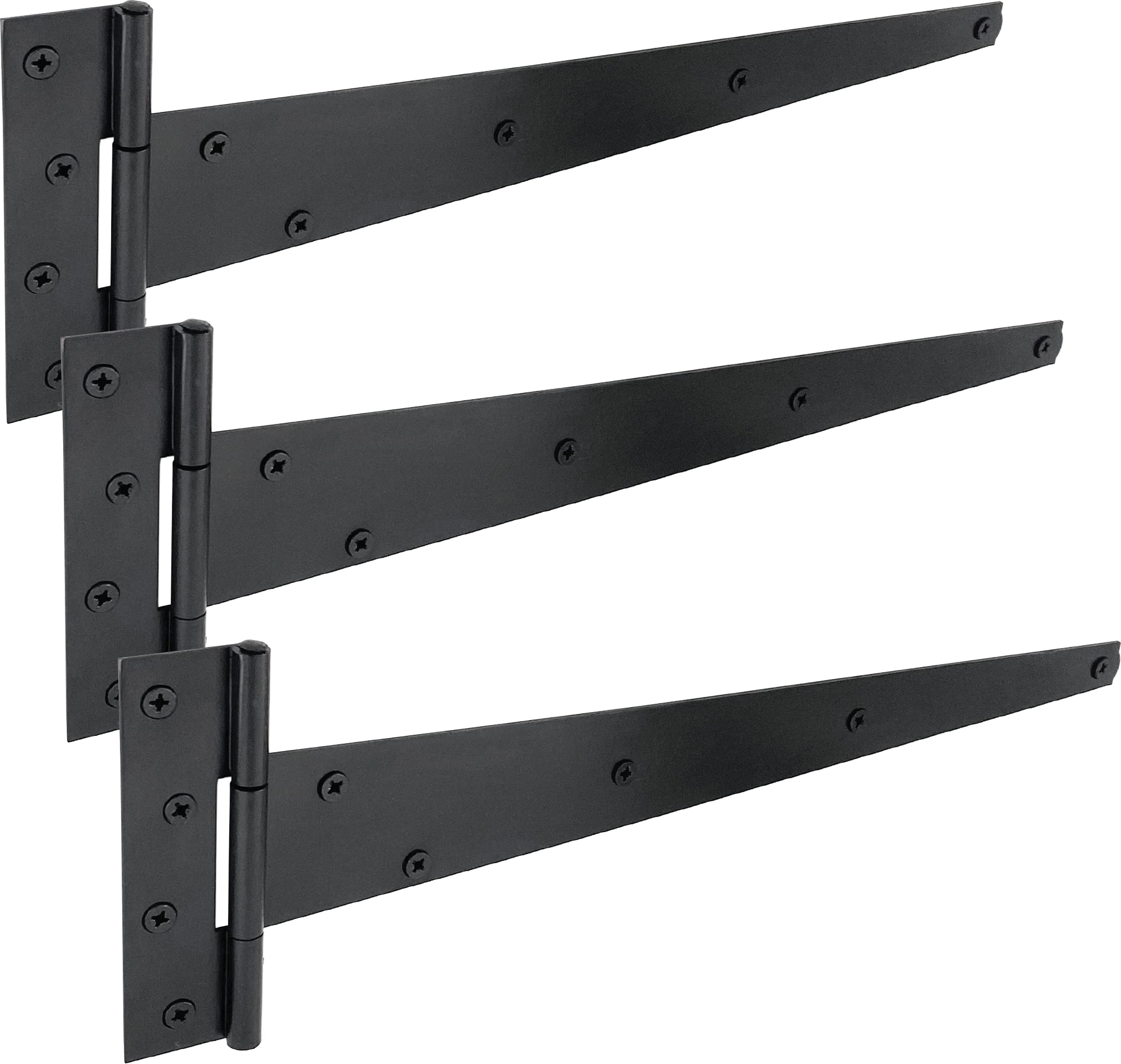 IRONTITE® 3 Pack Black T Hinges 400mm (16"), Gate Hinges for Wooden Gates Or Garden Shed Hinges, These Garden Gate Hinges are Black Coated for Lasting Weather Protection — image 1