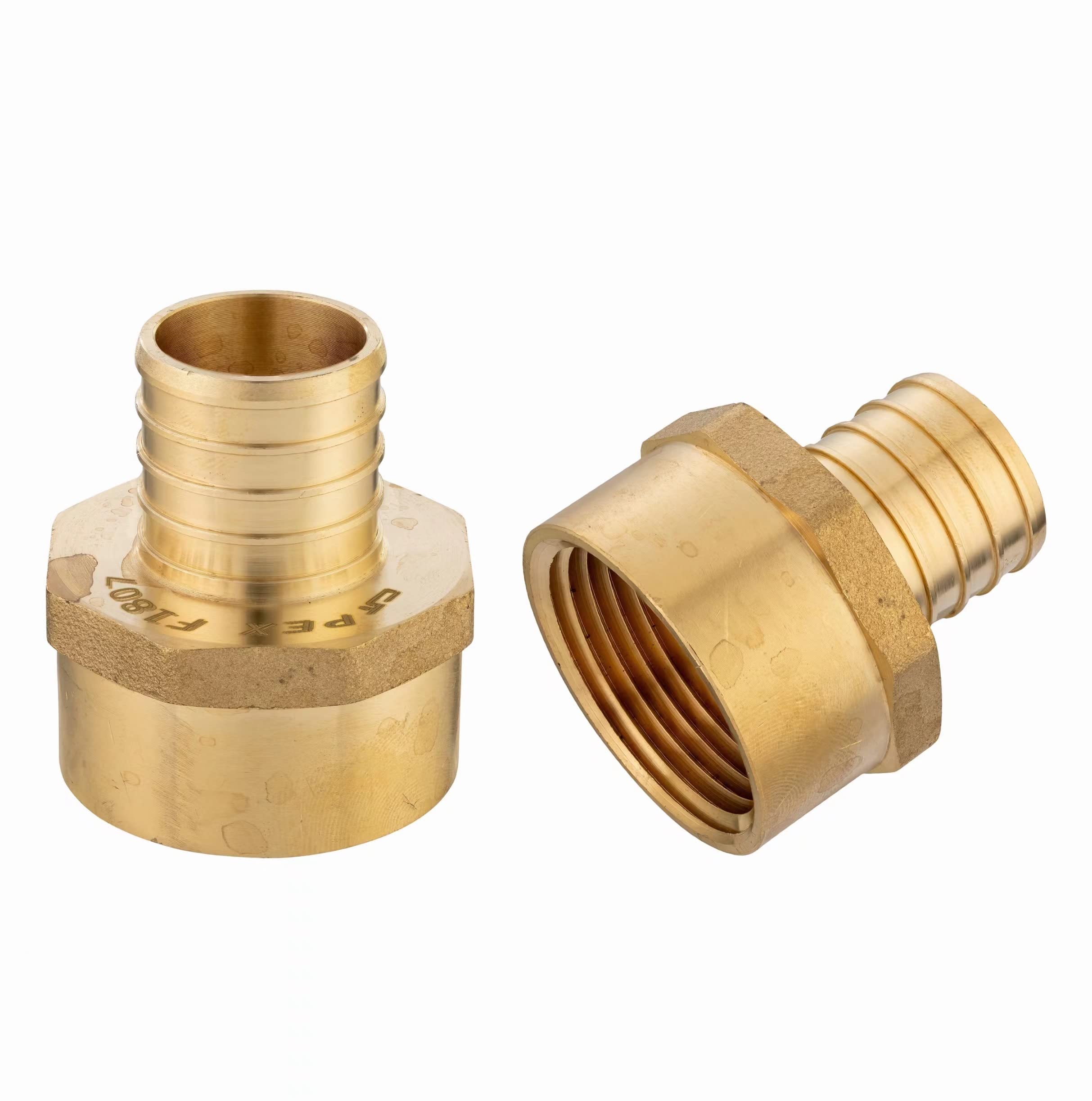 Photo 1 of (Pack of 2) EFIELD Barb Crimp Pex 1-Inch X 1-Inch Female NPT Adapter Brass Fitting, ASTM F1807,(PEX1807335),(PEX1807335)