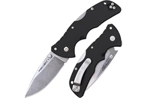 COLD STEEL Mini Recon 1 3" AUS10A Razor-Sharp Blade 4" GFN Handle Tactical Folding Knife w/Tri-Ad Lock, Ambidextrous Pocket/Belt Clip
