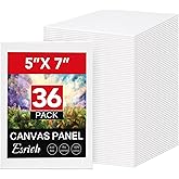 ESRICH 36 Pack 5x7 Small Canvas Boards for Painting, Primed Acid-Free Cotton Mini Canvases, Non-Toxic Blank Canvas Panels for Oil, Acrylic, Watercolor & Tempera for Artists, Students & Kids (5x7 in)