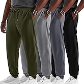 Evervibe 4 Pack Men’s Big and Tall Sweatpants Drawstring Loose Joggers Casual Elastic Waist Athletic Pants with Pockets