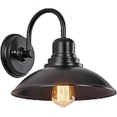 GOLDHILL Black Gooseneck Outdoor Barn Light, Farmhouse Vanity Lights with E26 Based Socket, Round Exterior Lights for House G