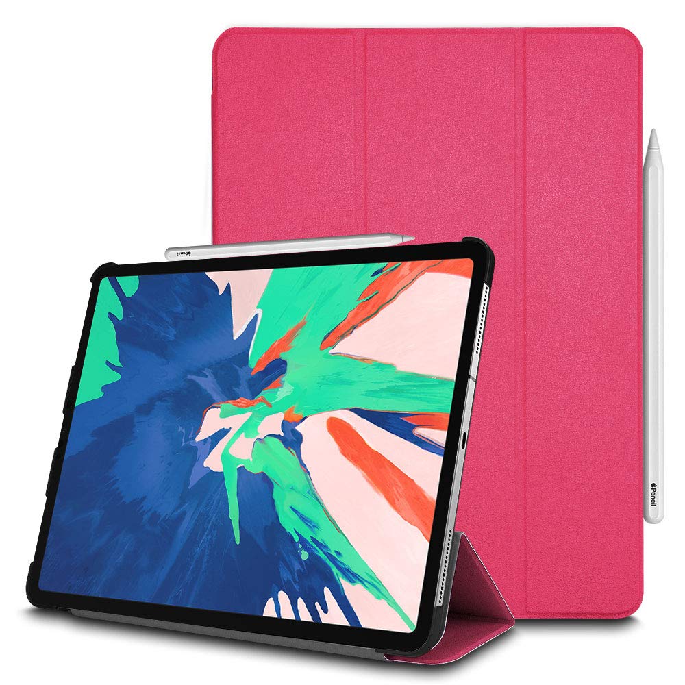 TECHGEAR Smart Case fits New Apple iPad Pro 11 2018, [Apple Pencil Compatible] Smart Case Tri-fold Stand Cover with Corner Protection [Auto Wake/Sleep] for iPad Pro 11 Inch 2018 ONLY - Pink