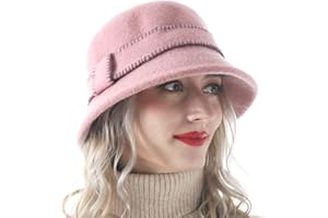 HISSHE Women Elegant Winter Wool Bucket Hat 1920s Vintage Cloche Bowler Hats