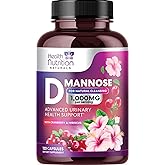 D-Mannose Supplement 1,000mg - with Cranberry, Hibiscus & Dandelion - Fast-Acting, Natural Urinary Tract & Bladder Support for Women & Men – Flush & Cleanse Impurities – Non-GMO, Vegan – 120 Capsules