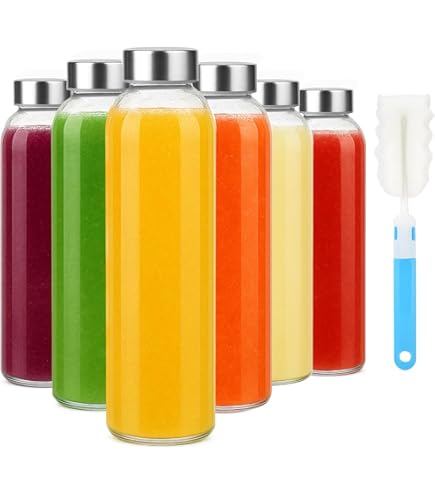 Amazon.com: Glass Juice Bottles 4 Pack 20 oz - Wide Mouth Glass Water  Bottles with Lids - Borosilicate,Stainless Steel Lids for Juicing,  Smoothies, Infused Water, Beverage Storage, Leakproof, Reusable,BPA Free :  Sports