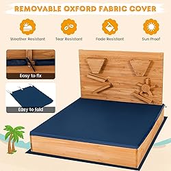 HONEY JOY Sandbox with Sand Wall, Cedar Bottomless