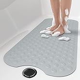 OTHWAY No Suction Cup Bath Mat: 39x16 inch Extra Long Bathmat│Perfect for Ordinary or Refinished Bath Tubs │Made of Nature Rubber│Protect Your Bathtub (Grey)