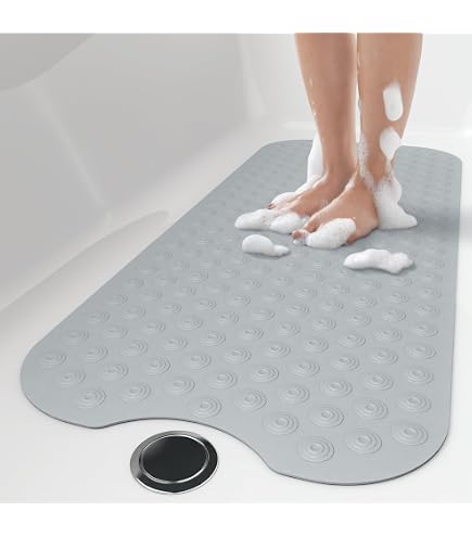 Tapis de douche antidérapant 80 x 80 cm Luffa - Tapis de douche antidérapant avec motif géométrique - Tapis de bain massant doux et confortable - Tapis de douche en PVC pour