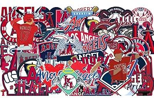 AHA PURE FOODS 50 PCS Los Angeles American Vinyl Angels Stickers Pack Baseball Stickers for Water Bottle, Laptop, Bicycle, Computer, Motorcycle, Travel Case, Car Decal Decoration Sticker