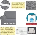 SAMSTEX 1 Seater Sofa Cover Stretch 1-Piece Light Grey view 5