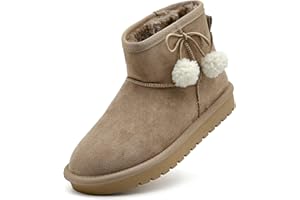 Girls Boots Kids Winter Snow Boots Faux Fur Lined Short Boots Fuzzy Warm Ankle Shoes for Little Big Kids Girls