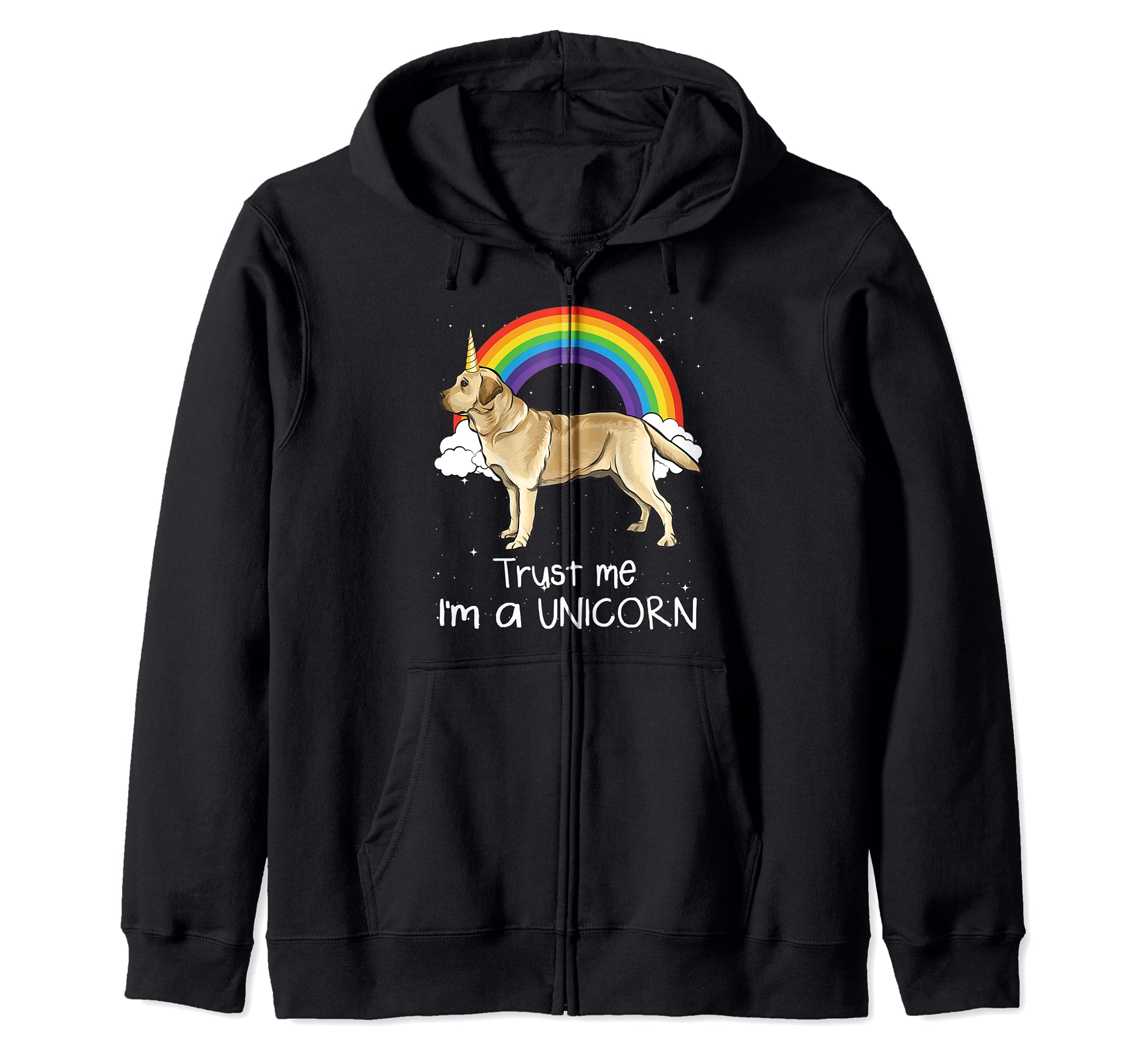 Rainbow Yellow Labrador Retriever Trust Me I'm A Unicorn Dog Zip Hoodie