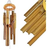 Bamboo Wind Chimes for Outside,Wooden Wind Chimes with Melody Soothing Tone,32" Classic Zen Bamboo Windchime for Porch Patio Garden or Indoor (FSC Certified)