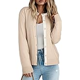 Dokotoo Women's Wool Button Down Lightweight Cardigans Long Sleeve Casual Crew Neck Cardigan Sweaters