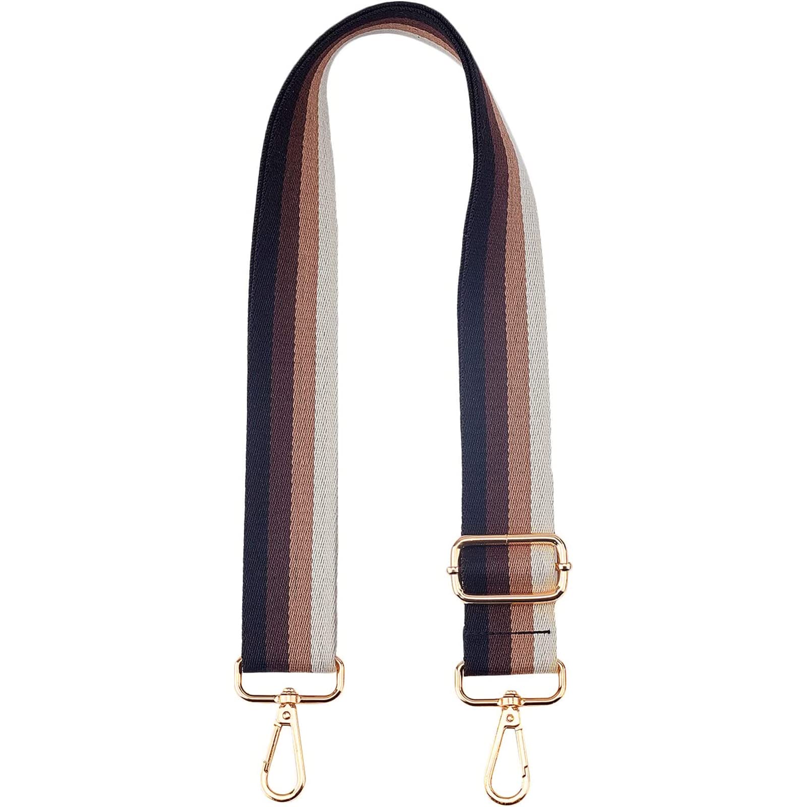 SUPERFINDINGS 1Pc 72~130cm Purse Strap Replacement 3.8cm Wide Shoulder Strap Stripe Pattern Adjustable Canvas Bag Strap with Gold Alloy Swivel Clasps for Purse Handbag