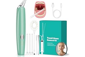 NVXIGAC Tonsil Stone Remover, High-Precision & Painless Comfortable Cleaning, 12 in 1 Tonsil Stone Removal Kit, 150 Degree Rotate Electronic Tonsil Stone Vacuum, Best Tonsil Stone Removal Tool (Green)