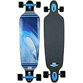 Paradise Longboard Drop Through Complete Cruiser Skateboard, Barrel Wave, 9" x 40"