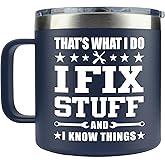 AMAZPRINTS Gifts for Men, Grandpa, Him from Daughter, Son - Dad Birthday Gift Ideas - Dad Gifts for Christmas - Men Mug 14oz, Navy Insulated Stainless Steel