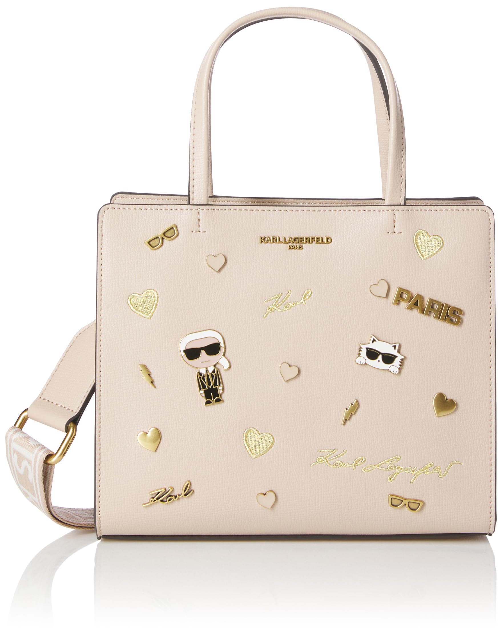 KARL LAGERFELD Women’s Maybelle Pins Satchel, Shell, One Size