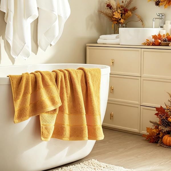COZYART BATH TOWEL SET 6 PCS, LUXURY GOLD 100% TURKISH COTTON 650GSM SOFT