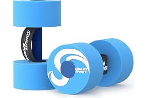 Sunlite Sports Water Weights Pool Exercise Dumbbells, Water Aerobic Equipment, High-Density EVA-Foam Dumbbell with Handle Strip, Aqua Therapy, Pool Fitness, Water Exercise, Set of 2