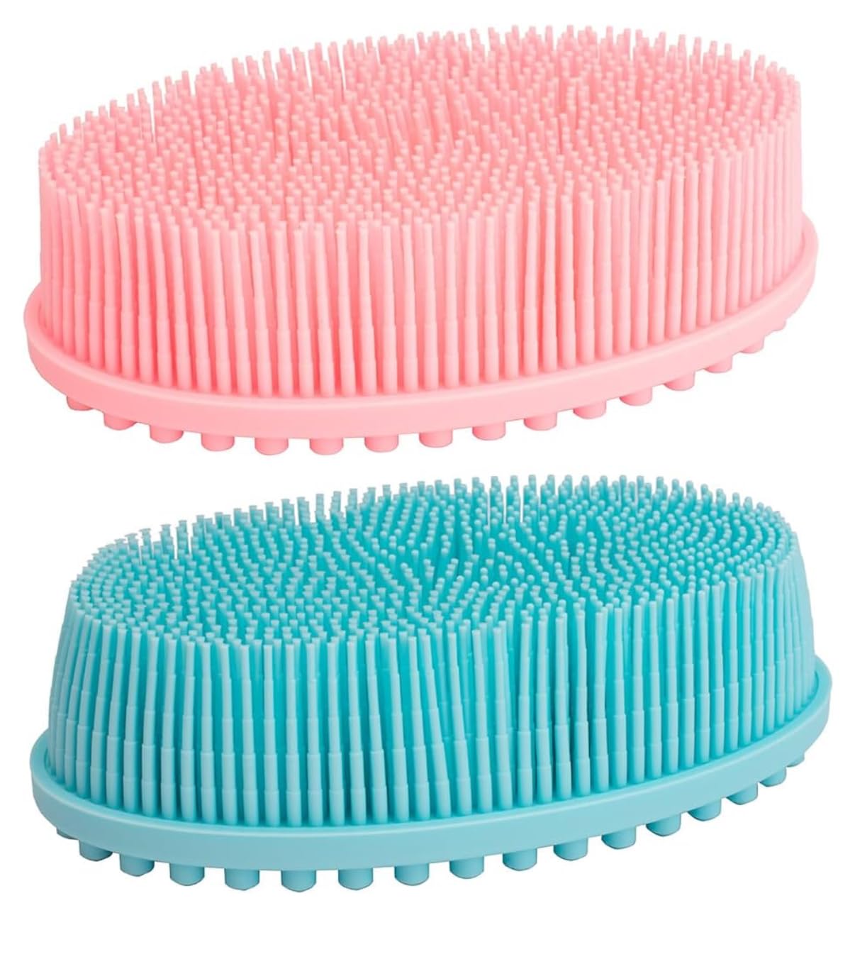 Miris.sh Silicone Body Scrubber Exfoliating Shower Bath Body Brush 2 Pack, Pink and Blue