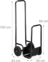 Relaxdays Steel Firewood Cart 2 Wheels Log Transport Storage Indoor Outdoor view 4
