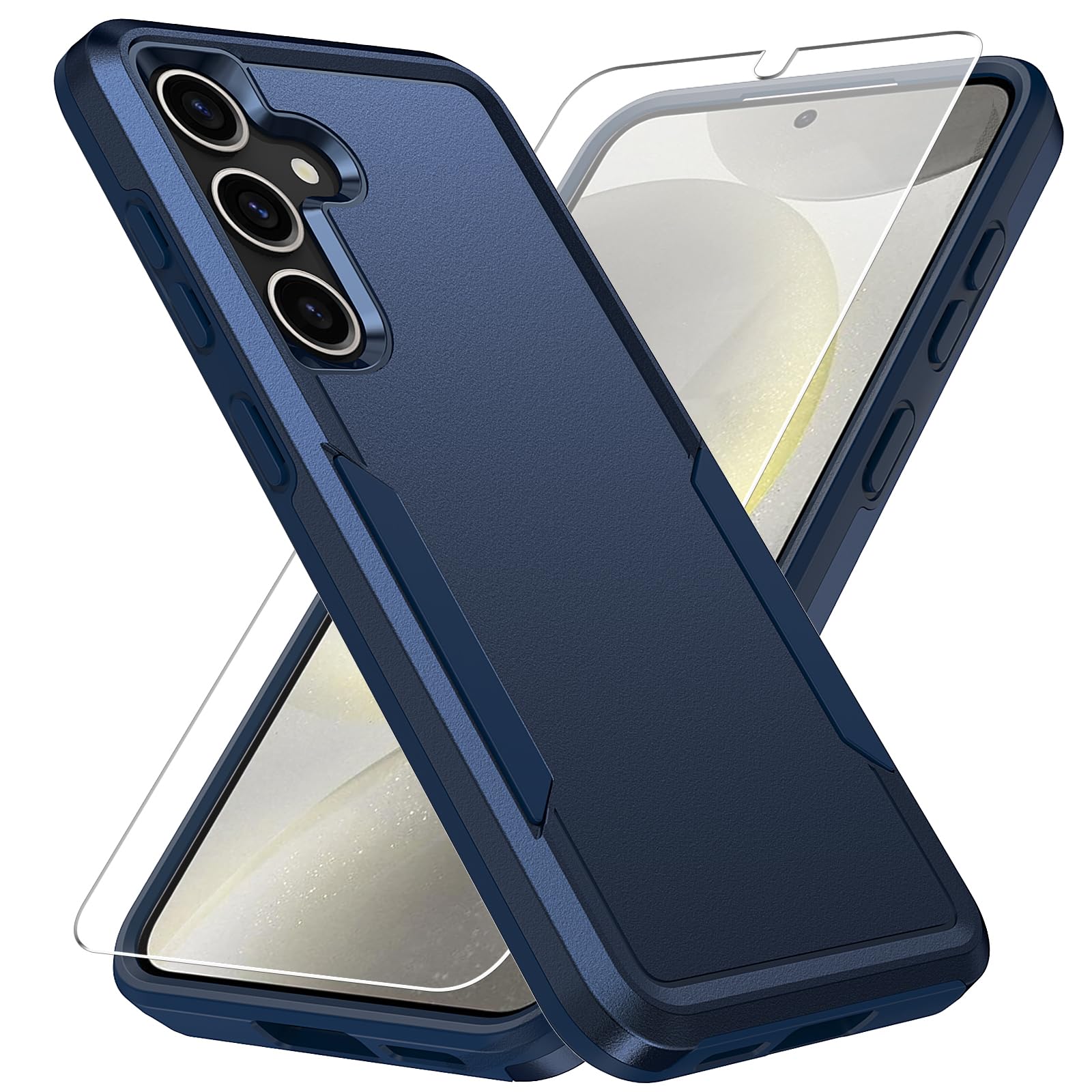 for Samsung Galaxy S25 Case, with HD Screen Protector [Military Grade Drop Tested] Heavy-Duty Tough Rugged Shockproof Protective Case for Samsung S25, Blue