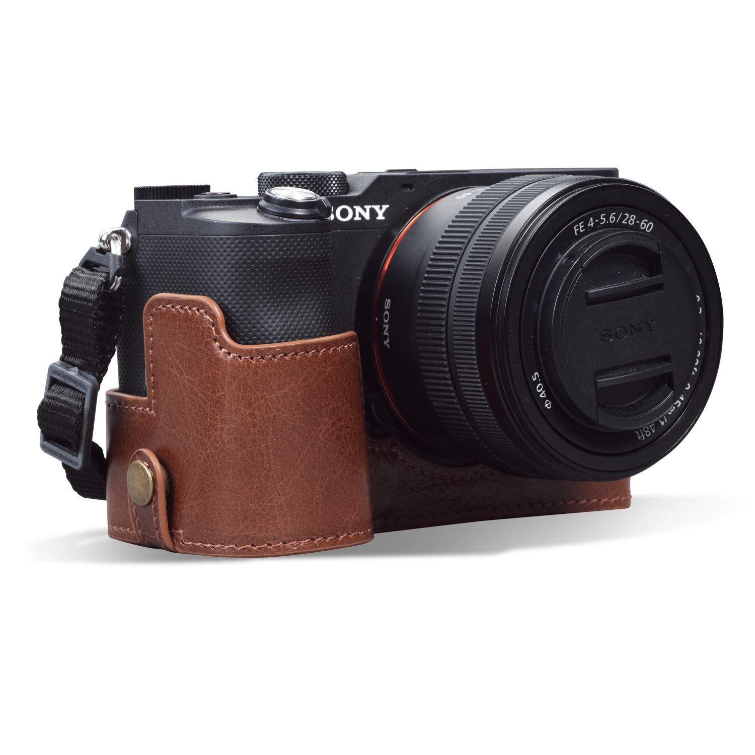 MegaGear MG1955 Ever Ready Genuine Leather Camera Half Case compatible with Sony Alpha 7C - Brown