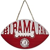 NCAA Alabama Crimson Tide Best Fan's Football Shape Sign with Dog Bone Design, Sporty Fence Sign College Football Fan Waterproof Wooden Wall Sign Yard Decor Indoor & Outdoor with Team Logo!