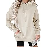 ANRABESS Women Hoodies Long Sleeve Loose Fit Fleece Hooded Sweatshirts Drawstring Pullover Top With Pockets 2025 Fall Outfits