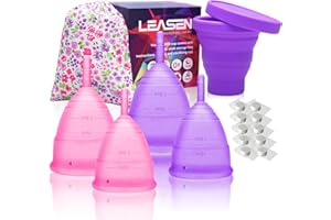 LEASEN Period Cup, Set of 4 Menstral Cups, First Period Cup Kit for Girls & Women with Menstrual Cup Wash, Premium Design with Soft, Flexible, Medical-Grade Silicone