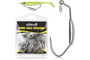 Dovesun 12PCS/44PCS Weighted Swimbait Hooks Weighted Fishing Hooks Saltwater Freshwater Worm Weedless Hooks for Bass Fishing 3/0 4/0 5/0