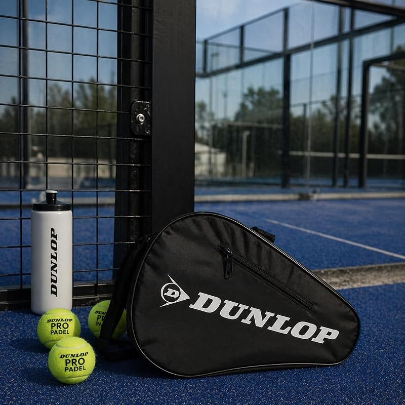 Dunlop Padel Small Paletero – Borsa da Padel per 2 Racchette, Fodera Termica contro il Calore, Tasca Esterna per Accessori, Tracolla Regolabile, Robusta e Compatta, Nera