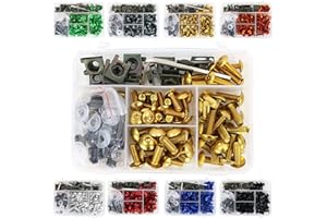 REARACE Universal Motorcycle Fairing Bolt Kits - Fit for CRF-R, YZ, Ninja/ZX, GSX/DRZ Series - Sport Bike Screws, Washers, Nuts, Clips Assortment (Gold)