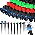 Hortsun 200 Pcs 5.2 Inches Drip Irrigation Emitters Fan Drip Emitters for 1/4 Inch Drip Irrigation Tubing 360 Degree Adjustable Micro Spray Drippers Stake Drip Emitter for Watering System