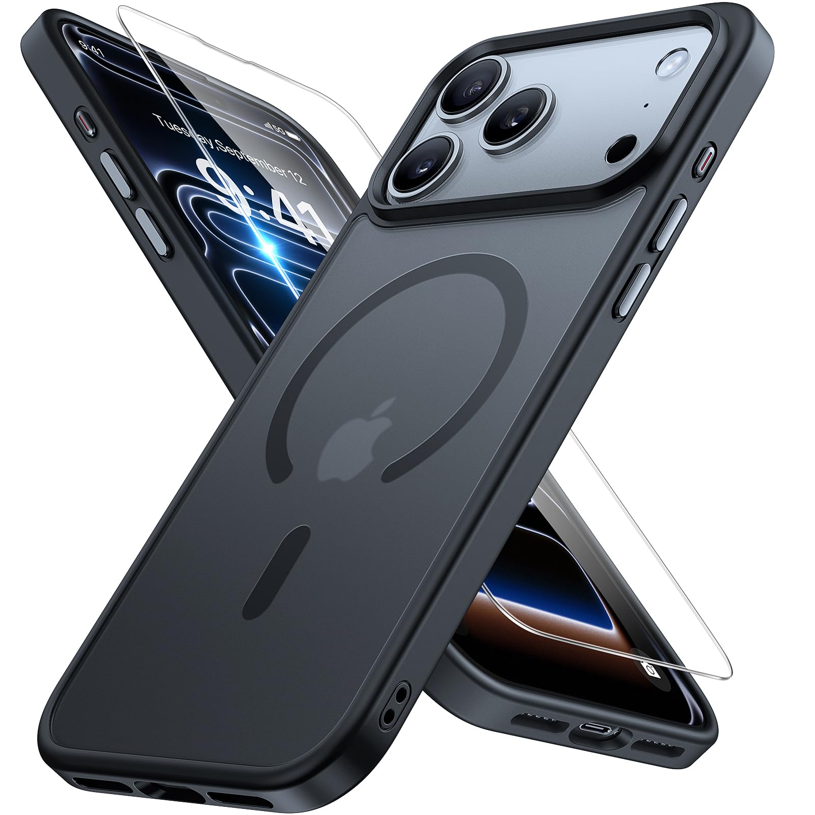 Photo 1 of Miracase Magnetic for iPhone 17 Pro Max Case with Screen Protector [Compatible with MagSafe] Slim Thin Phone Case Military-Grade Protected for 17 ProMax Cover Bumper 6.9", Black
