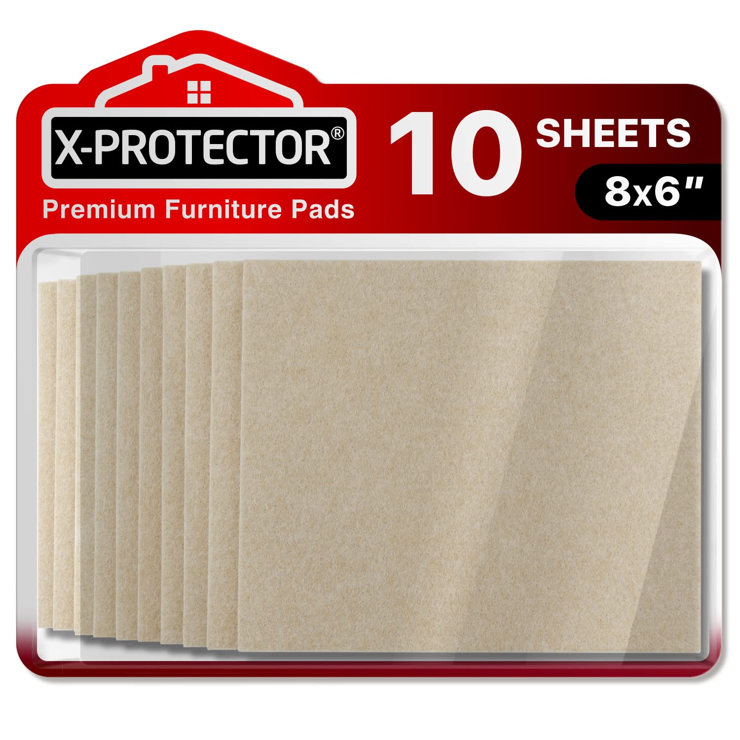 Photo 1 of Felt Furniture Pads X-PROTECTOR 10 PCS - Premium 8” x 6” x 1/5” Heavy Duty Beige Felt Sheets! Cut Large Furniture Pads to The Size You Need - The Best Felt Floor Protectors for Any Hard Floor!