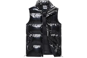 WENKOMG1 Mens Shinning Puffer Vest,Sleeveless Winter Fall Reflective Padded Down Outerwear Lightweight Packable Vest