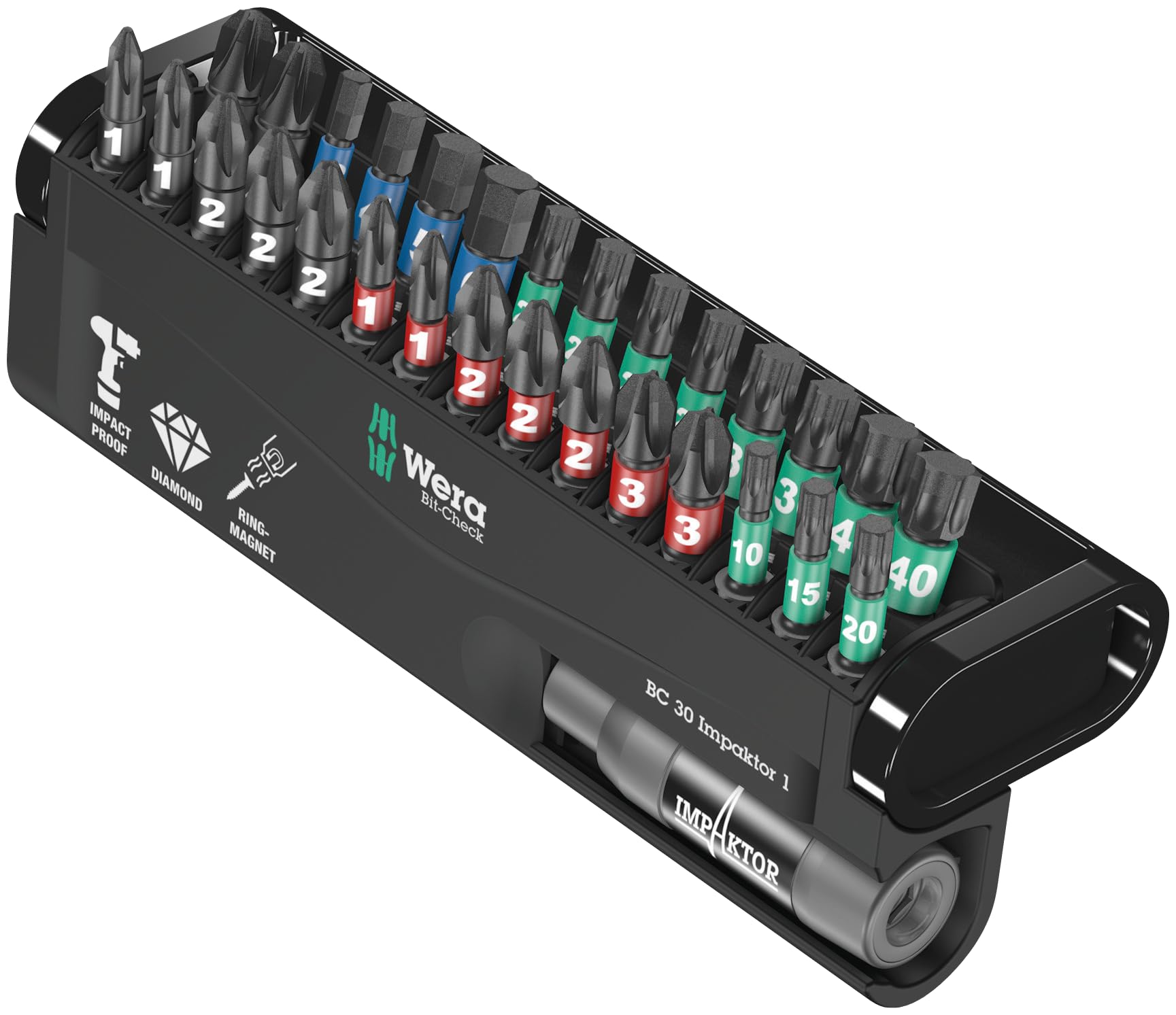 Wera 57690 Impaktor Assorted Bit Set, 30 Pieces