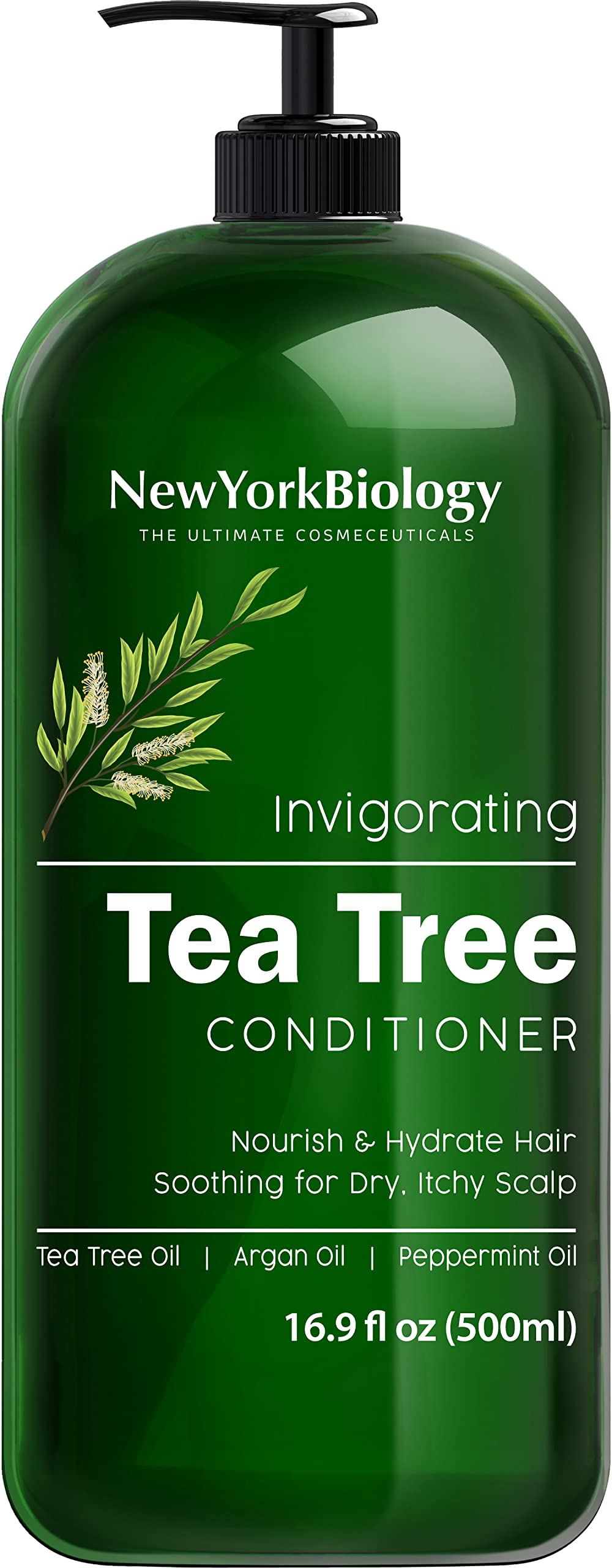 New York Biology Tea Tree Conditioner with Coconut Hair Mask for Hair Growth and Volume - Relief for Dandruff and Dry Itchy Scalp - Moisturizing and Deep Conditioning Dry Hair Treatment