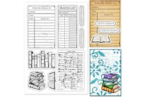 GLOBLELAND Books Clear Stamps Library Card Silicone Clear Stamp Seals Transparent Stamps for DIY Scrapbooking Cards Making Photo Album Journal