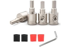 NuIth Amp Input Reducer 0 Gauge to 4 Gauge, 4PCS Car Audio Amplifier Wire Terminal Connectors Brass with Heat Shrink Tubing Allen Key for Amp Input, AWG Pin Power & Ground Connection