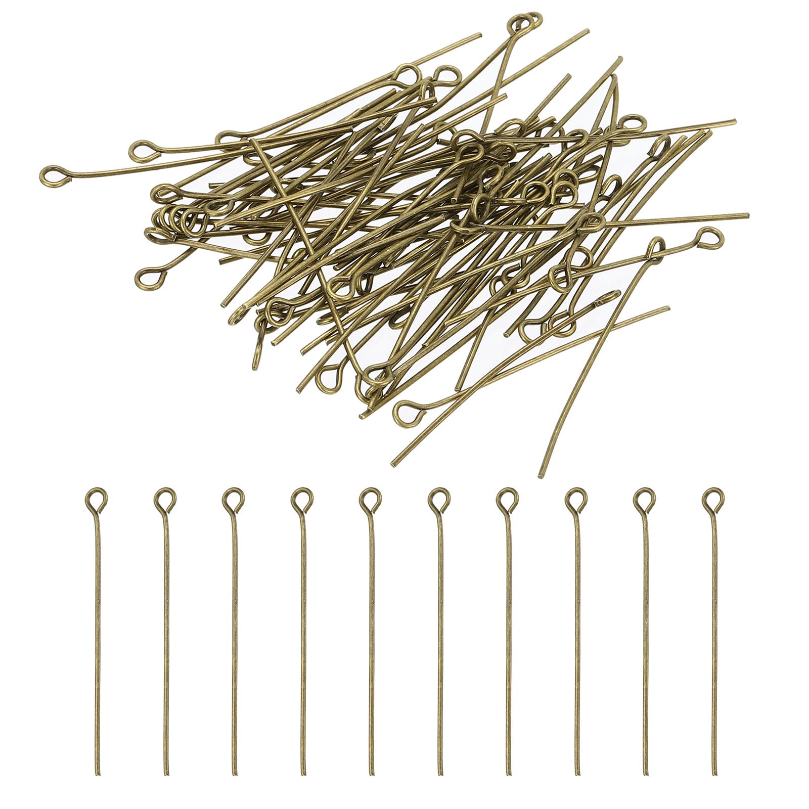 PATIKIL 35mm Open Eye Pins, 400Pcs 21 Gauge Metal Head Pins Needles Eye Pins for Jewelry Making Findings Earring Necklace Bracelet DIY Crafts, Bronze